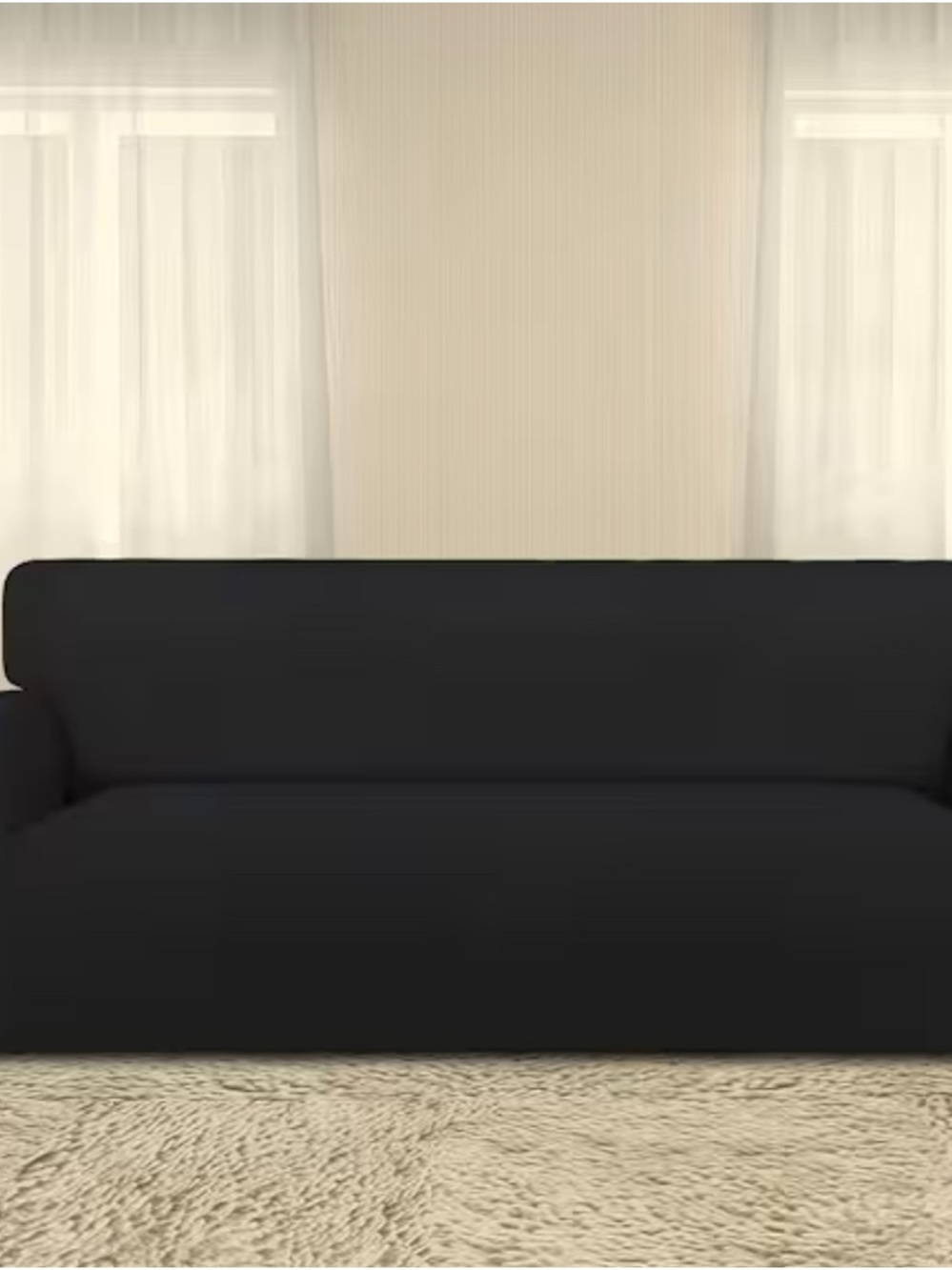 All-Purpose Black Stretch Sofa Cover - Modern Protection